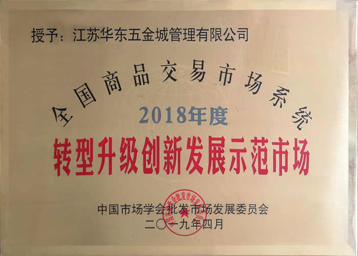 2018年度 全国商品交易市场系统转型升级创新发展示范市场